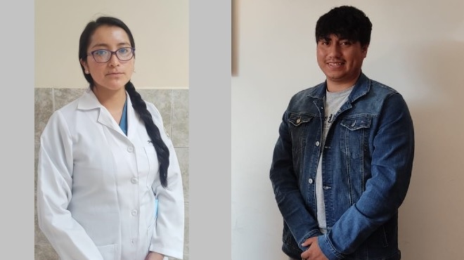 Mnica Calo y Luis Fajardo, estudiante de Medicina de la UCE y UTE, respectivamente.