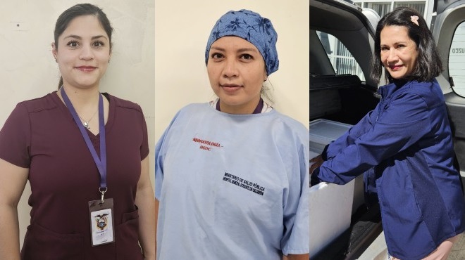 Carla Angulo, Gabriela Narvez y Gissela Mosquera del Hospital Caldern.