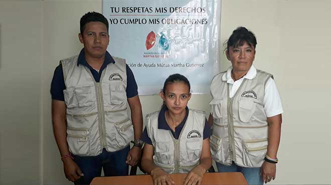 Carlos Rodrguez, Carmen Vsquez y Gladys Pupiales, directivos de la Asociacin Martha Gutirrez.