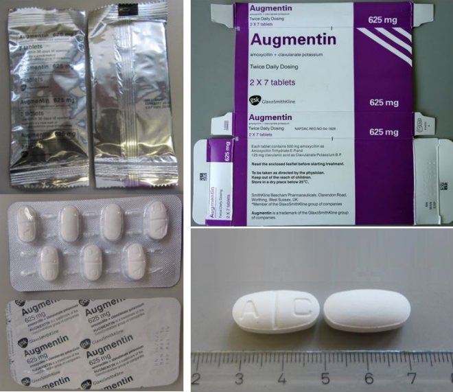 Versin falsificada del Augmentin.