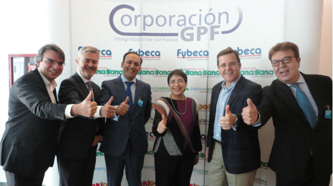 Javier Bartolom, Presidente Ejecutivo de BOD.;  Diego Soto, Director de Negocios Grupo Cofares; Eduardo Pastor, Tesorero Grupo Cofares; Ing. Gina Villamar Utreras, Presidenta del Directorio Corporacin GPF; Luis Enrique Coloma, Presidente Ejecutivo Corporacin GPF; Carlos Baladrn, Representante de BOD en Latinoamrica.  