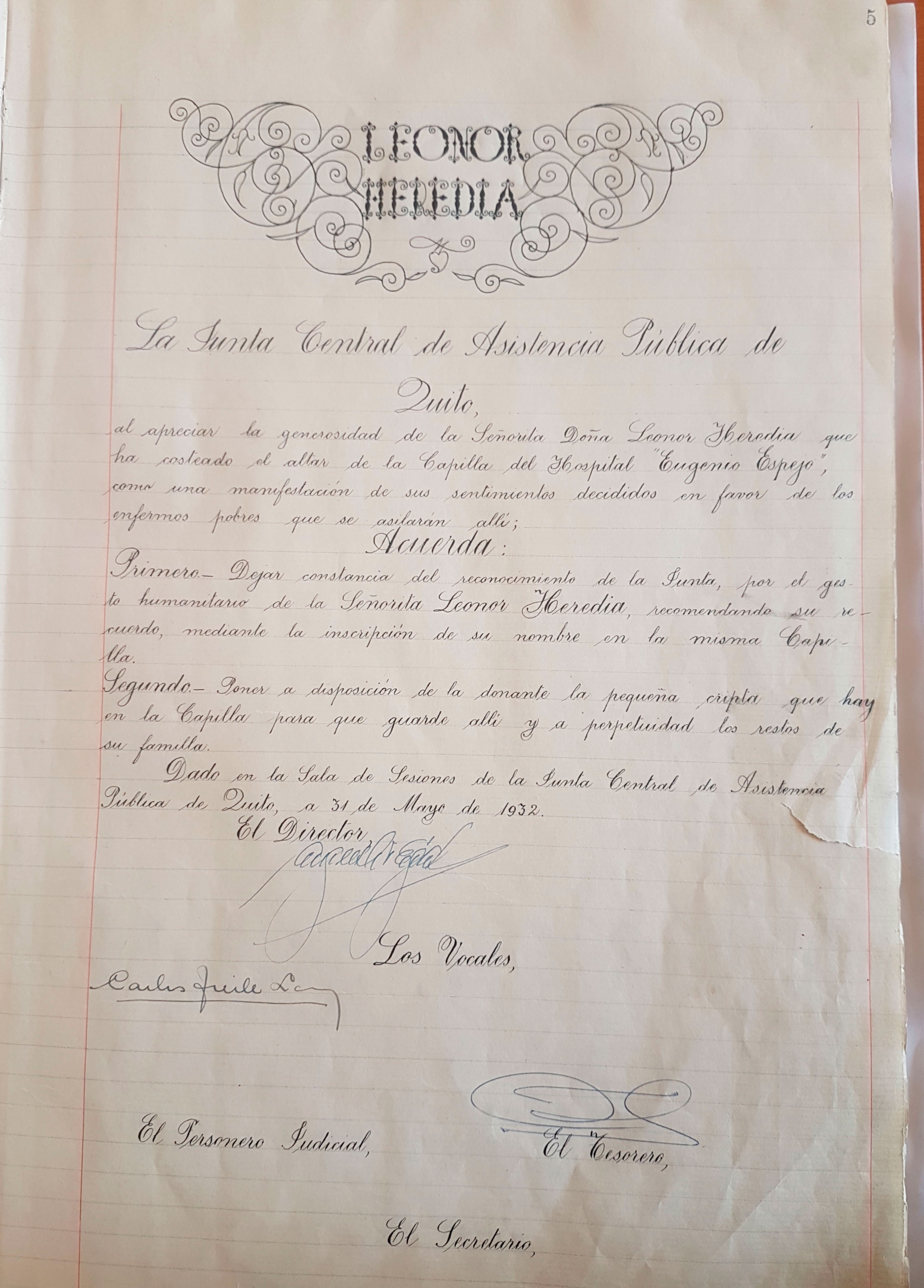 Donaci�n de la Capilla.