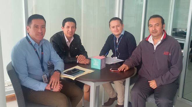 Carlos Cisneros, subsecretario de promocin de la Salud, Danilo Santilln, presidente Conudec, Juan Carlos Chvez, de gestin talento humano del MSP, y Dennis Chvez, secretario de Conudec, en reunin de trabajo.