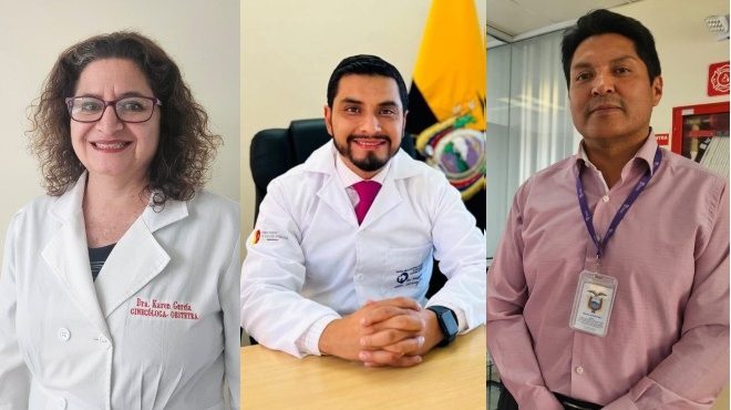 Karen Garca, Diego Vaca, Alonso Herrera de la Red Materno Neonatal