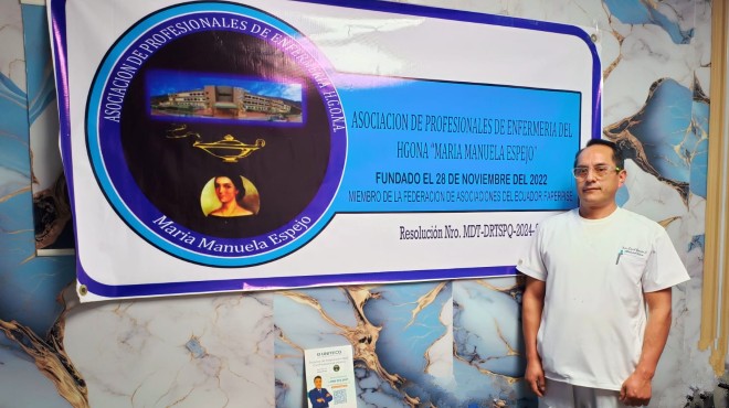 David Yancha, presidente de la Asociación de Profesionales de Enfermería del HGONA ?María Manuela Espejo?.