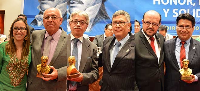 Vernica Espinosa, ministra de Salud, y Edmundo Montiel, miembro del Consejo de Honor del CMP; Antonio Crespo Burgos, director del Museo Nacional de la Medicina y Vctor lvarez, vicepresidente del CMP; Santiago Carrasco, presidente del CMP y Carlos Figueroa, mdico y activista.