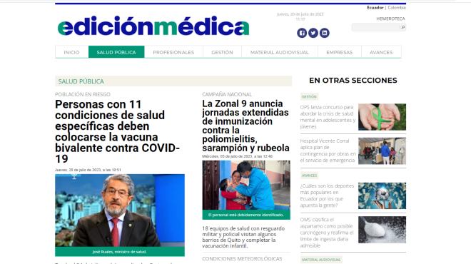 Se publican a diario noticias de inters en salud pblica.