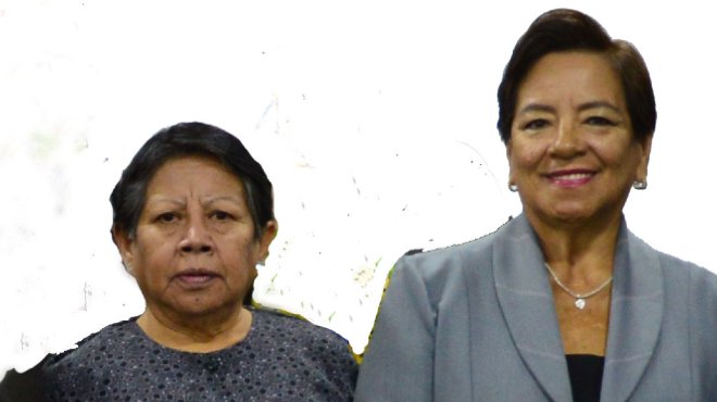 Gloria Yupa, delegada de FENOE, y Mara Merchn, presidenta de la FEDE.