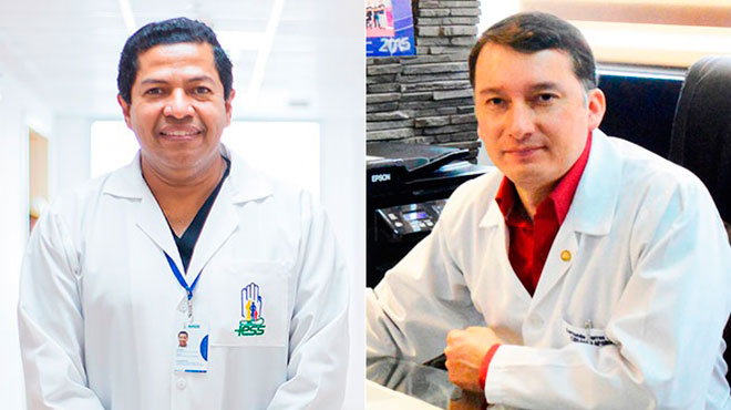 Wilson Bentez, cirujano del Hospital Teodoro Maldonado Carbo y Fernando Torres, cirujano del Hospital de los Valles.
