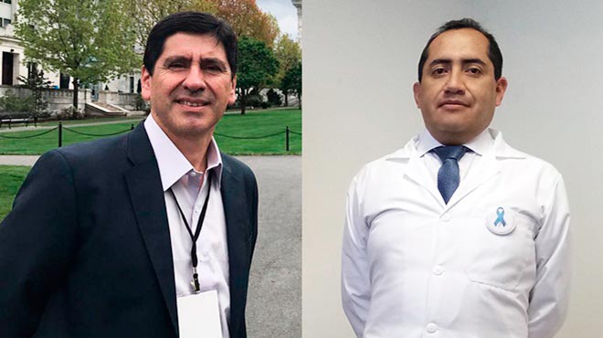 Jaime Abad, presidente nacional de la Sociedad Ecuatoriana de Urolog�a, y Pa�l Vargas, onc�logo cl�nico