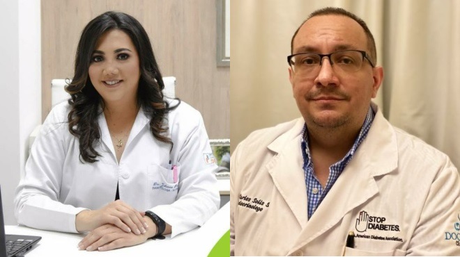 Johanna Piedra y Carlos Sols, de la Sociedad Ecuatoriana de Endocrinologa y Diabetes.