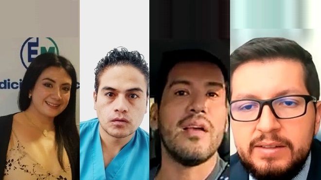 Carolina Albán, Alexis Tapia, Harry Parrales y Andrés Amaya, miembros de la AEMFYC.