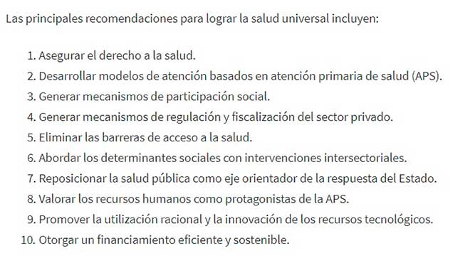 Recomendaciones de la Comisi�n de Alto Nivel.