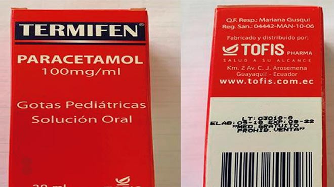 'Termifen Gotas' posee registro sanitario ecuatoriano caducado