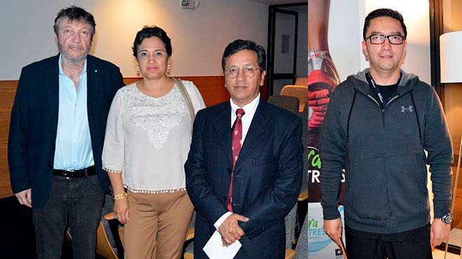 Marco Fornacini, Mnica Vaca y Manuel Balden, investigadores UTE. David Cabrera, mdico deportlogo.  