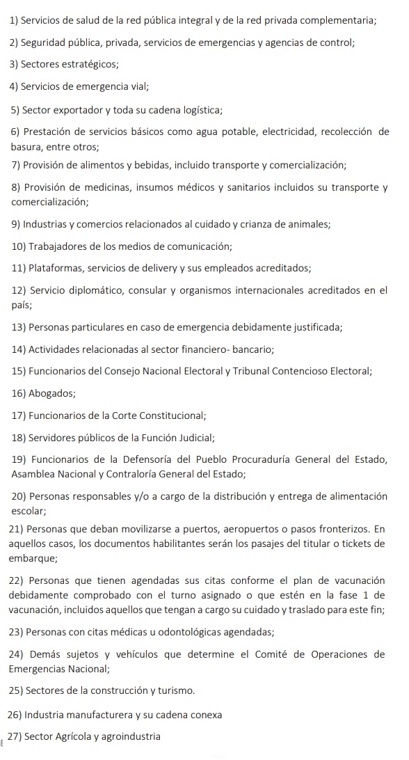 Se exceptan de esta restriccin estas personas y actividades.