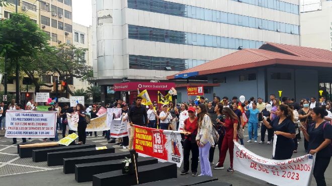 Manifestacin en el centro de Guayaquil.