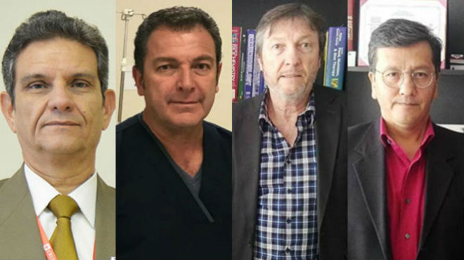 Marco Herdoiza (CRE), Augusto Maldonado (USFQ), Marco Fornasini y Manuel Balde�n (UTE).