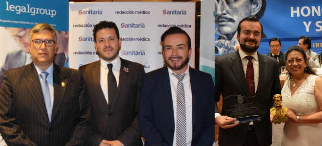 Vctor lvarez, vicepresidente del CMP, Santiago Castro, gerente general de Uniteco Ecuador, y Jos Meja, coordinador de Redaccin Mdica Ecuador; Juan Pablo Nuez, director de Desarrollo de Negocio y Clientes de Uniteco Profesional y Uniteco Ecuador ,y Alicia Cajamarca, miembro del CMP.