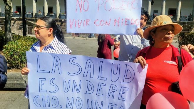 Plant�n frente al Palacio de Carondelet.