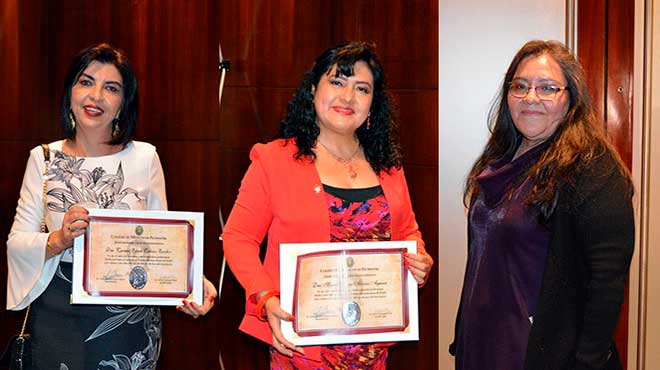 Carmen Cabezas, presidenta de la Sociedad Ecuatoriana de Medicina Familiar; Salom lvarez, mdica del Hospital Carlos Andrade Marn; y Ana Luca Ruano, investigadora. Mdicas que celebran 25 aos de profesin.