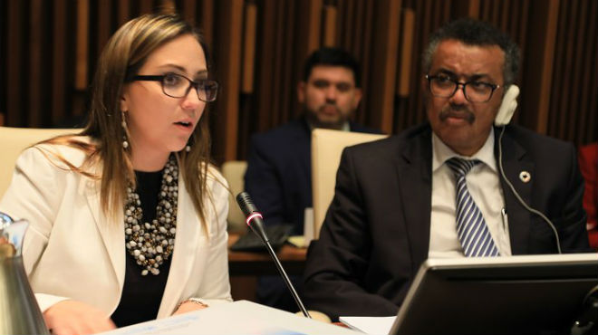 Ver�nica Espinosa, minstra de Salud y Tedros Adhanom Ghebreyesus, director de la OMS.