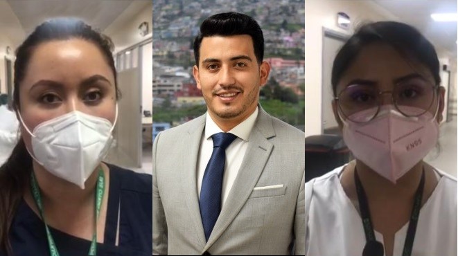 Mara Fernanda Orozco, lvaro Gaibor y Erika Len del IESS Quito Sur.