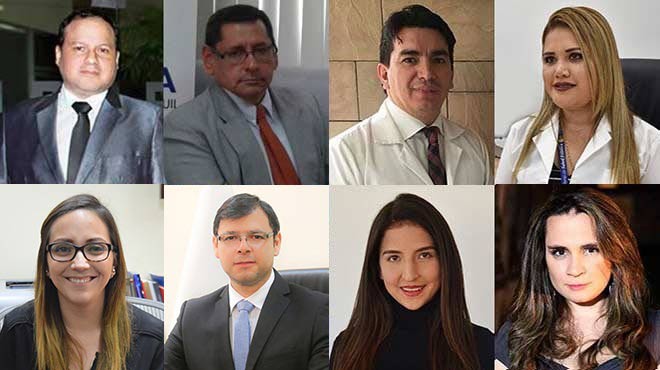 Arriba:Ernesto Carrasco, Ernesto Peaherrera, Diego Guerray Katiusca Hernndez. Abajo: Vernica Espinosa, Juan Carlos Galarza, Andrea Abad y Antonieta Flores.