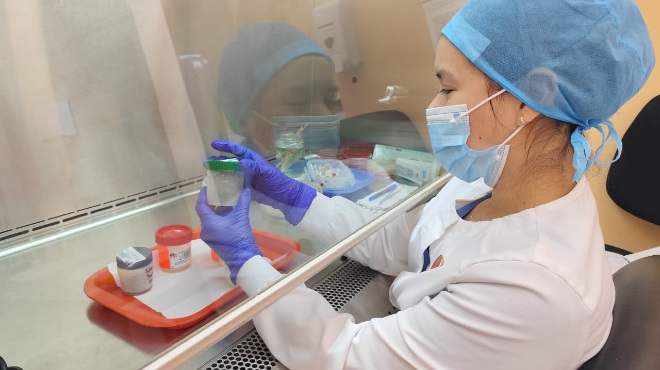 Se analizan las muestras en el laboratorio.