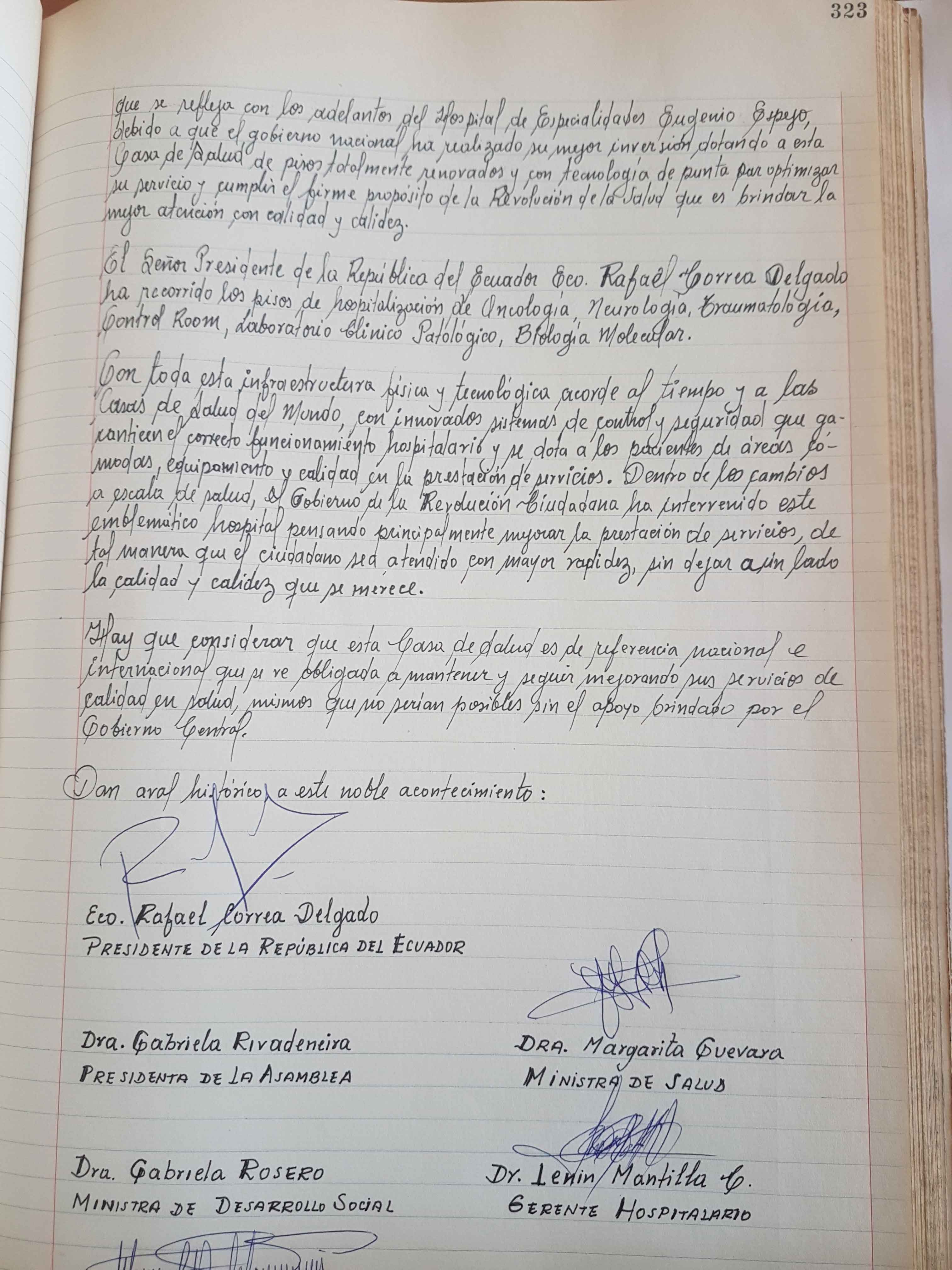 �ltima firma en el libro.