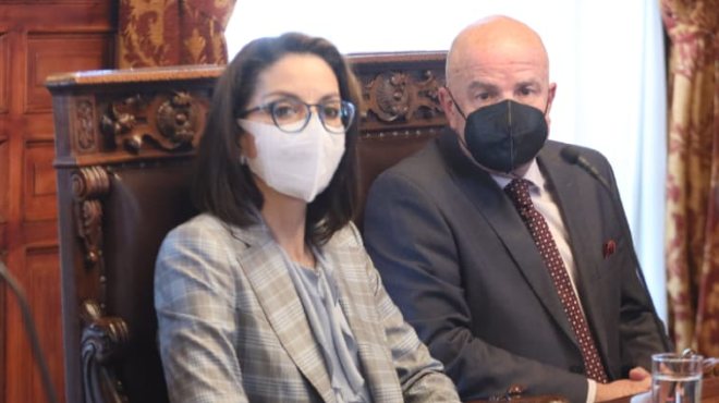 Ximena Garzn y Alfredo Borrero, en reunin en el Palacio de Gobierno.